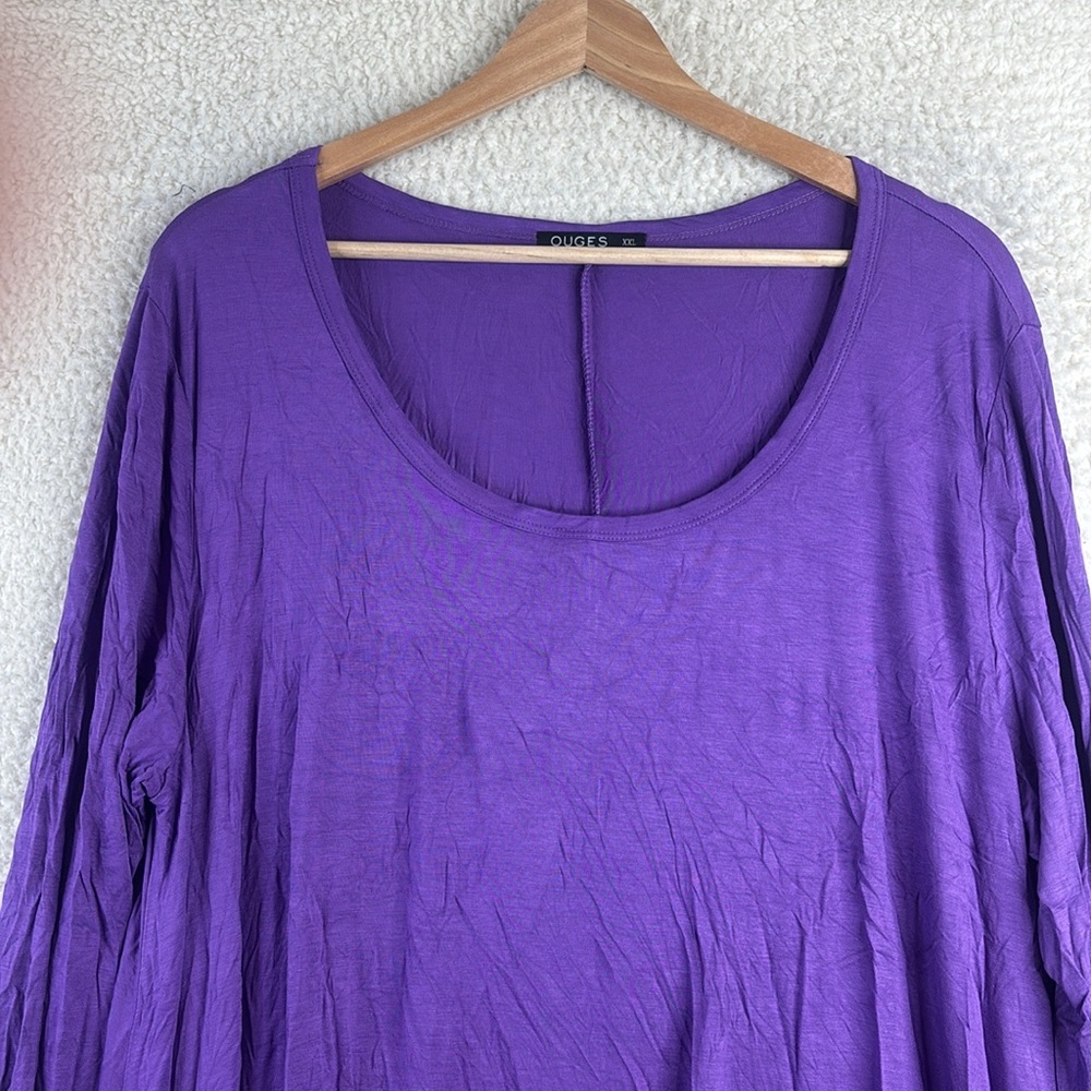 Nwot Ouges Womens Purple Lace Trim Long Sleeve Hi… - image 3